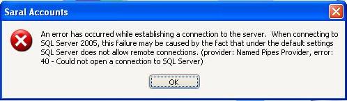 Error 40 has occurred while establishing a connection to the server ...