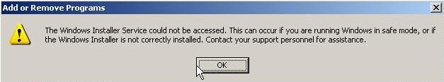 The windows installer service could not be accessed. This can occur if ...